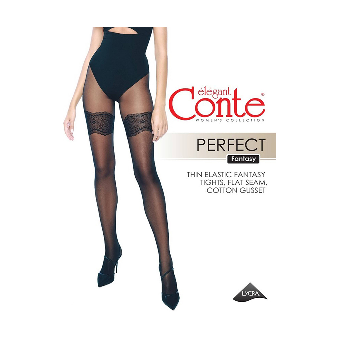 

Фантазійні жіночі колготки Conte elegant Fantasy Perfect 30 DEN, Nero, розмір 3