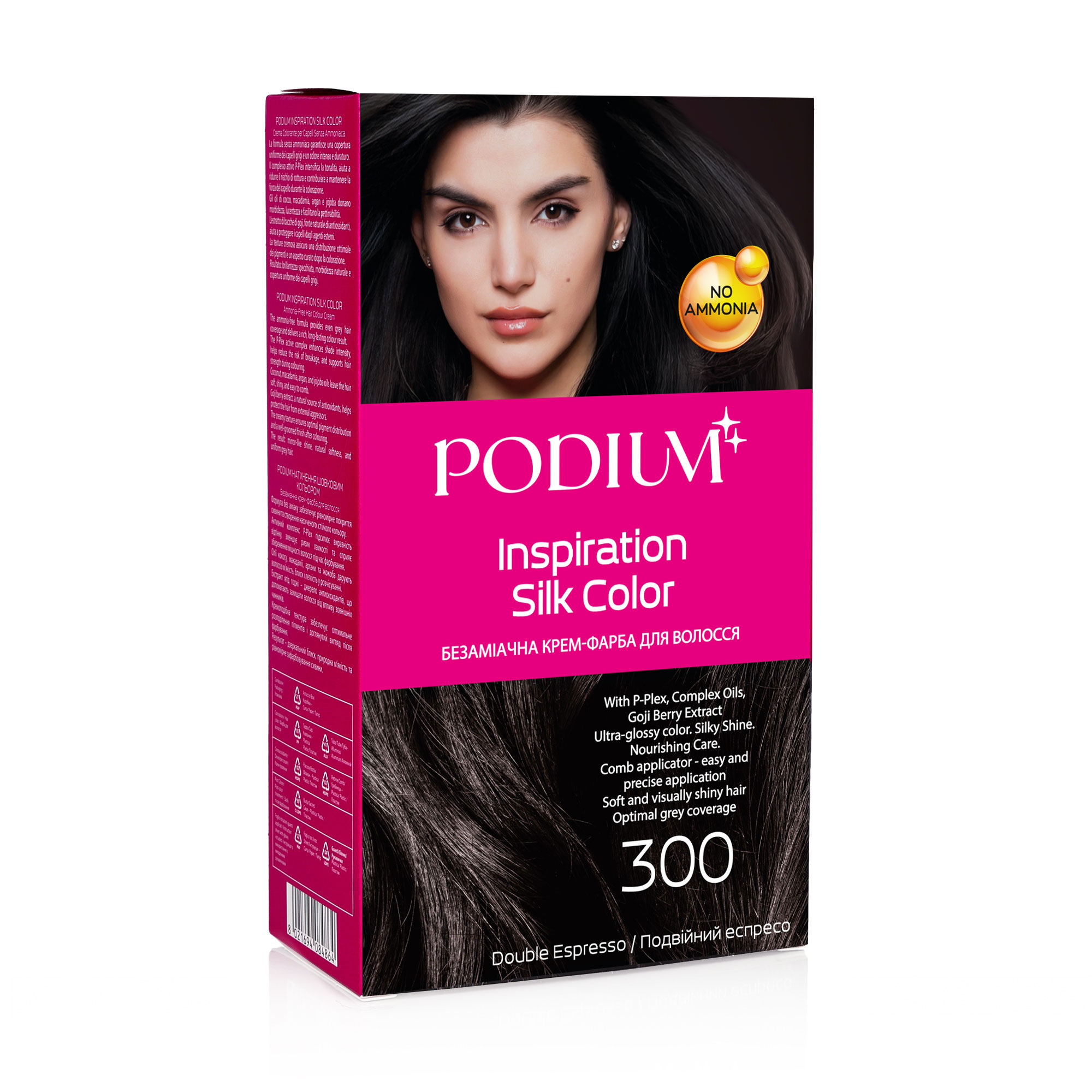 

Безаміачна крем-фарба для волосся Podium Inspiration Silk Color 300 Подвійний еспресо, 150 мл