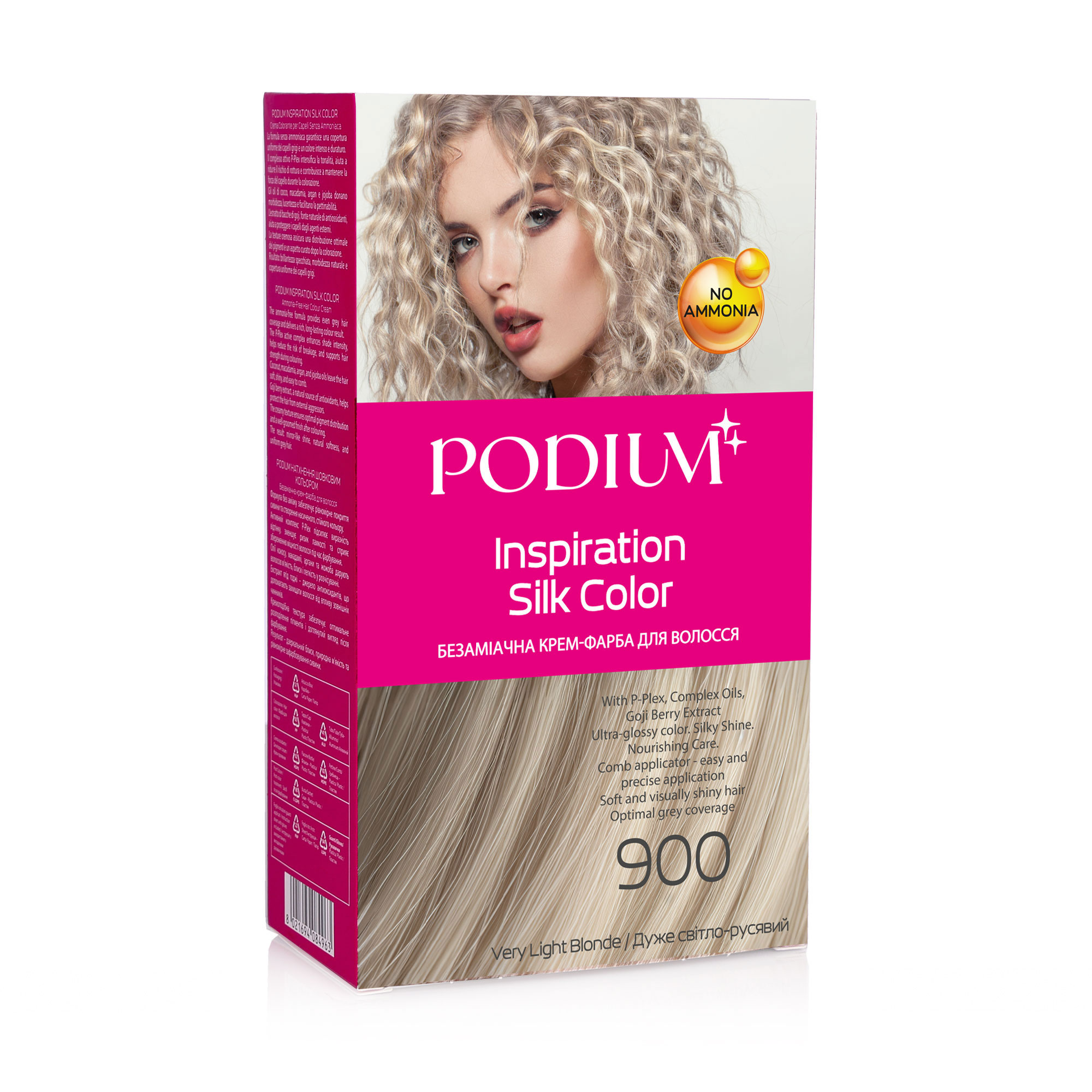 

Безаміачна крем-фарба для волосся Podium Inspiration Silk Color 900 Дуже світло-русявий, 150 мл