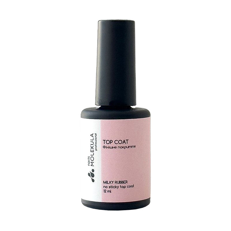 

Кольоровий топ для гель-лаку Nails Molekula Professional Milky Rubber No Sticky Top Coat без липкого шару, TC01, 12 мл