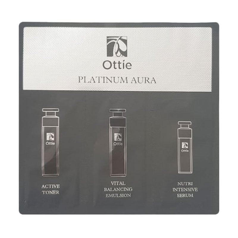 

Набір пробників для обличчя Ottie Platinum Aura (тонер, 1 мл + емульсія, 1 мл + сироватка, 1 мл)