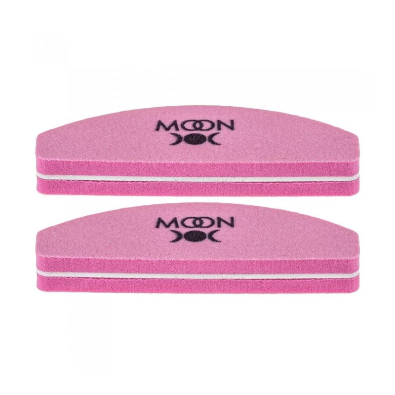 

Пилка-баф для нігтів Moon Full Pink 120/180 грит, півмісяць, 2 шт