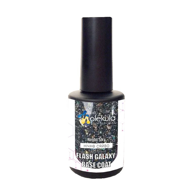 

Базове покриття для гель-лаку Nails Molekula Professional Flash Galaxy Base Coat FGB07 Night Sky, 12 мл
