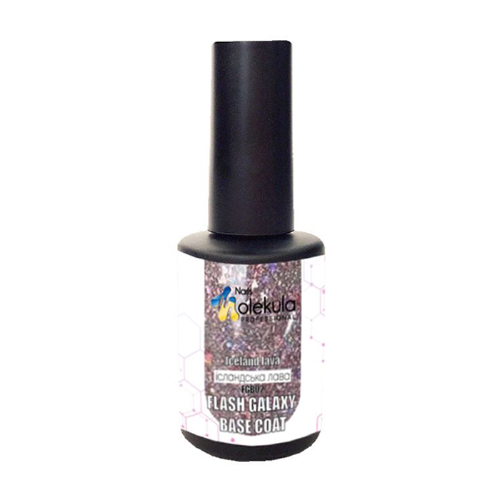 

Базове покриття для гель-лаку Nails Molekula Professional Flash Galaxy Base Coat FGB02 Iceland Lava, 12 мл