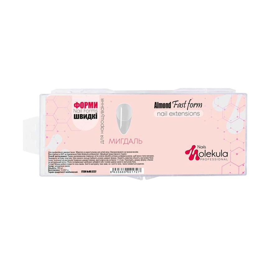 

Форми-тіпси для нарощування нігтівNails Molekula Professional Мигдаль, 24 шт