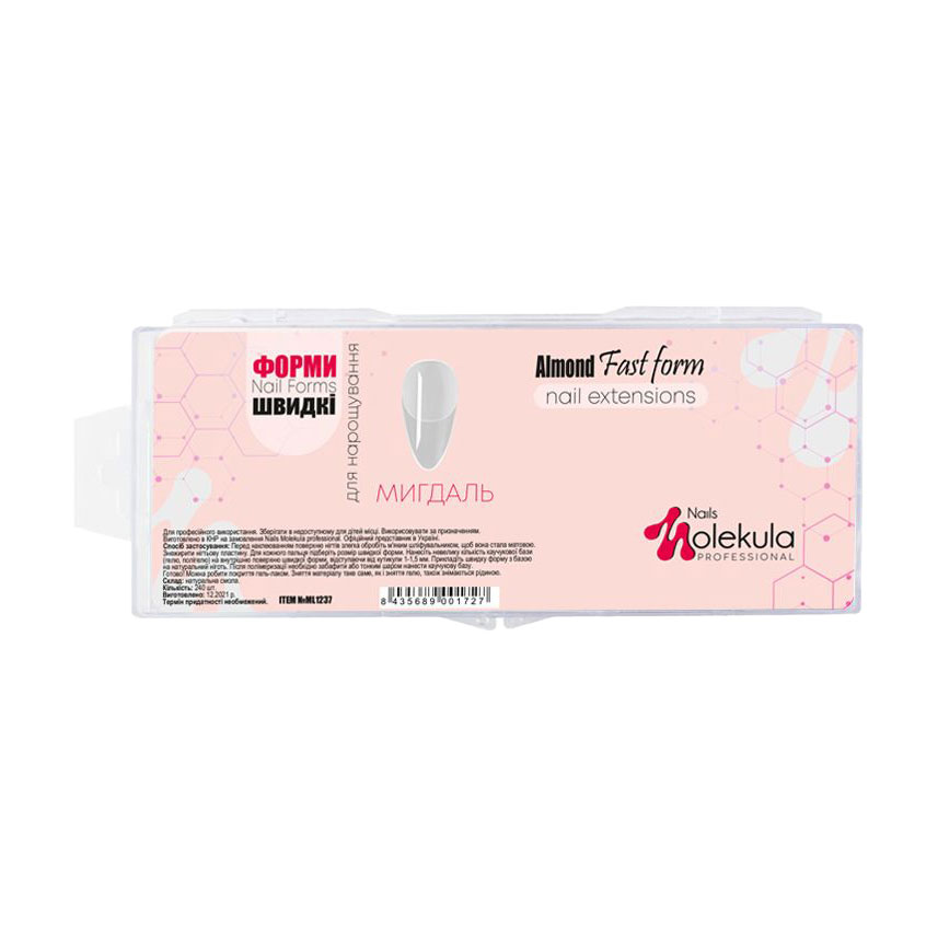 

Форми-типси для нарощування нігтівNails Molekula Professional Мигдаль, 240 шт