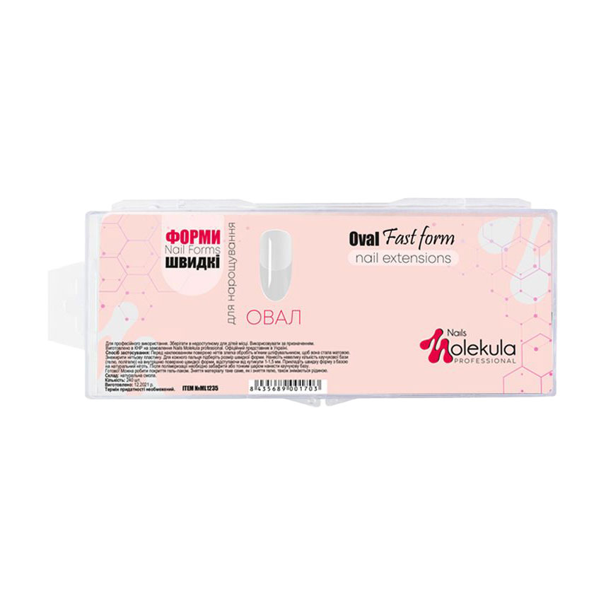 

Форми-типси для нарощування нігтівNails Molekula Professional Овал, 240 шт