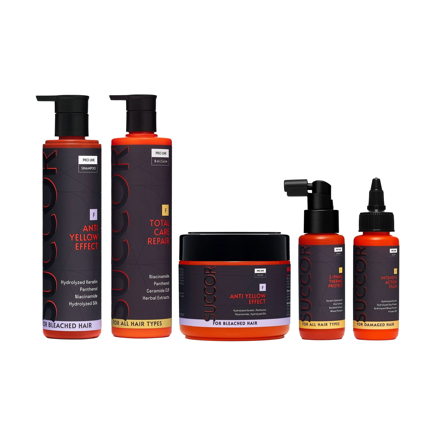 Уцінка! Набір догляду для ідеального блонду Succor BlondePerfection Set (шампунь, 250 мл + бальзам, 250 мл + маска, 300 мл + спрей, 60 мл + олійка, 60 мл)