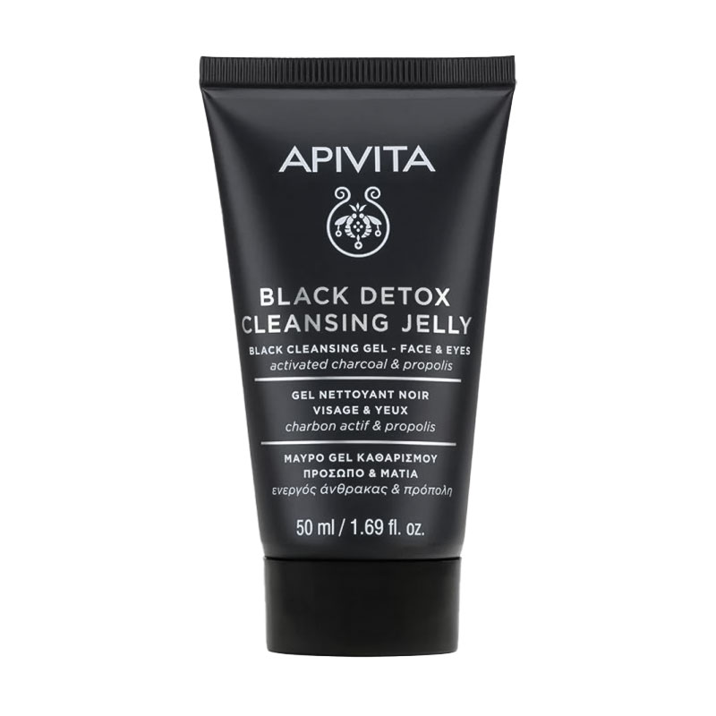 

Чорний очищувальний гель для обличчя та очей Apivita Black Detox Cleansing Jelly, 50 мл