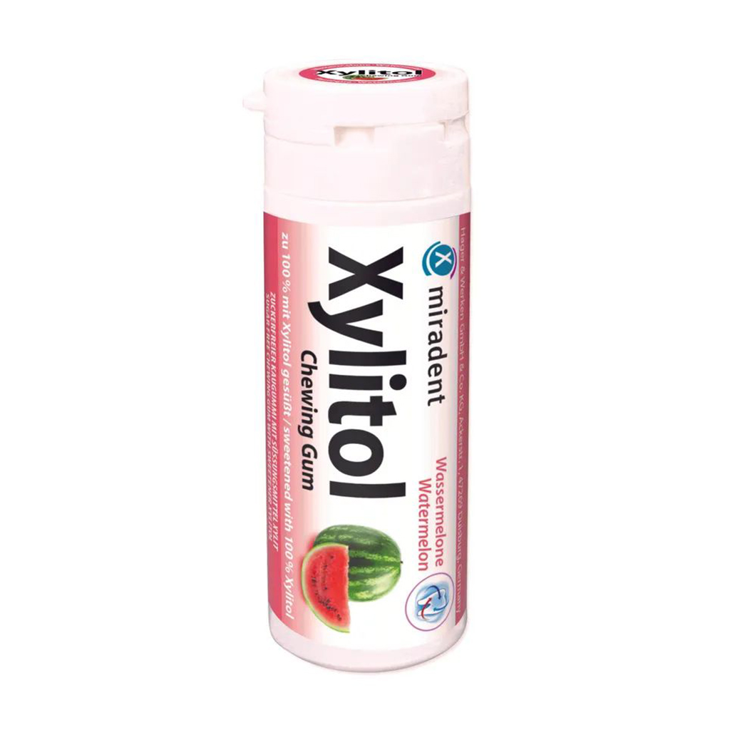 

Жувальна гумка Miradent Xylitol Chewing Gum Watermelon Кавун, з ксилітолом, 30 шт