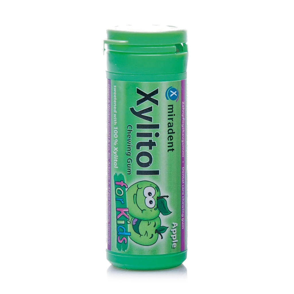 

Дитяча жувальна гумка Miradent Xylitol Chewing Gum For Kids Apple Яблуко, з ксилітолом, 30 шт