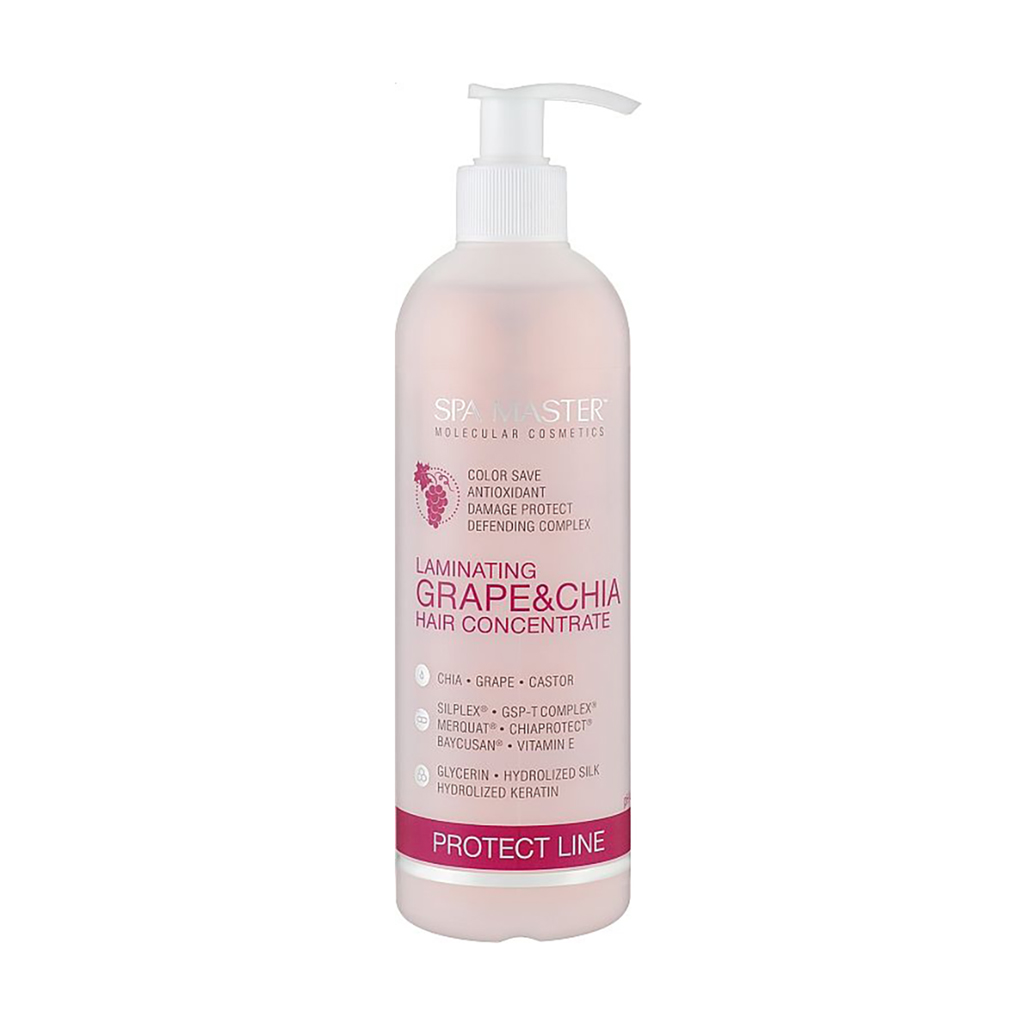 

Ламінувальний концентрат Spa Master Protect Line Laminating Grape & Chia Hair Concentrate для захисту кольору волосся, з виноградом та чіа, 330 мл