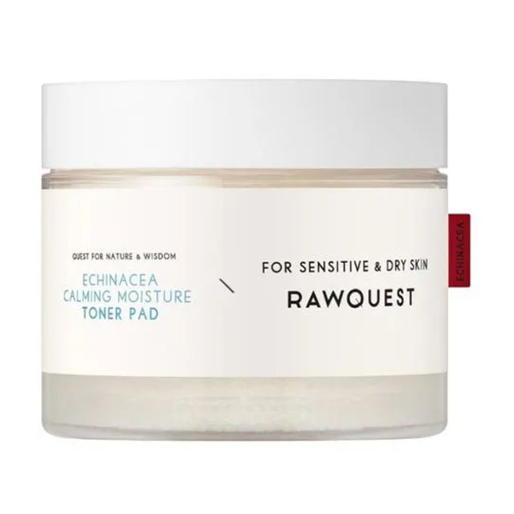 

Заспокійливі зволожувальні тонер-пади Rawquest Echinacea Calming Moisture Toner Pad для сухої та чутливої шкіри обличчя, з ехінацеєю, 60 шт