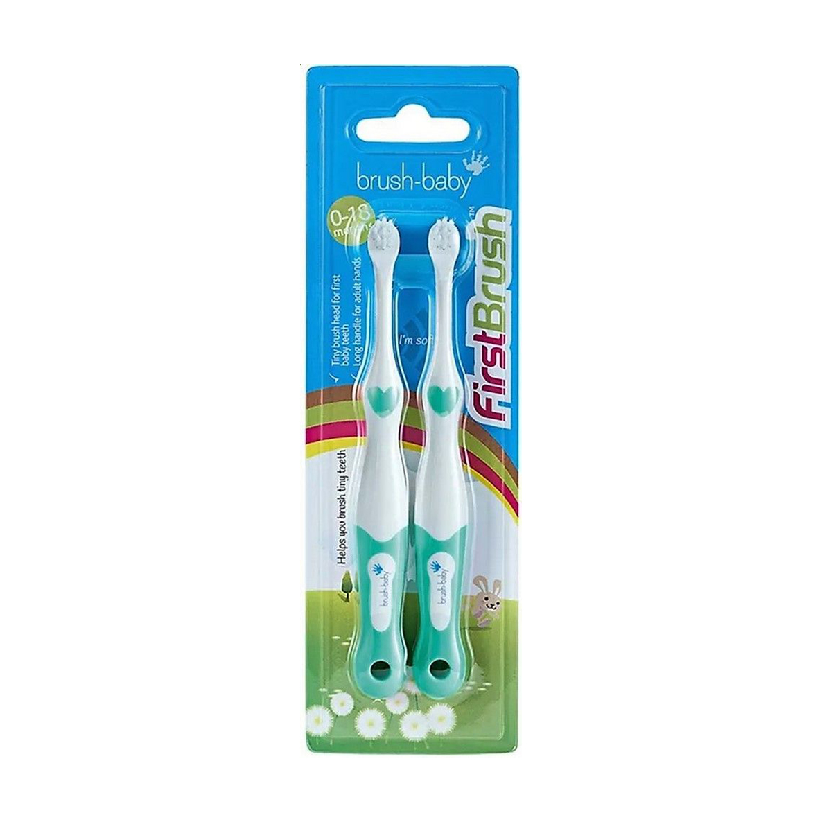 

Набір зубних щіток Brush-Baby First Brush Перша зубна щітка, від 0 до 18 місяців, бірюзова, 2 шт