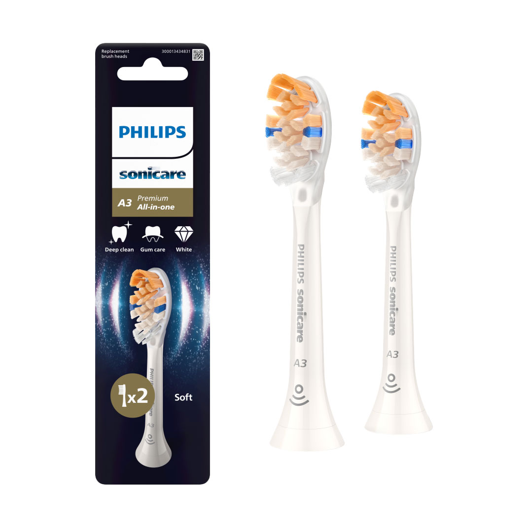 

Змінні насадки для електричної звукової зубної щітки Philips Sonicare A3 Premium All In One HX9092/87, 2 шт