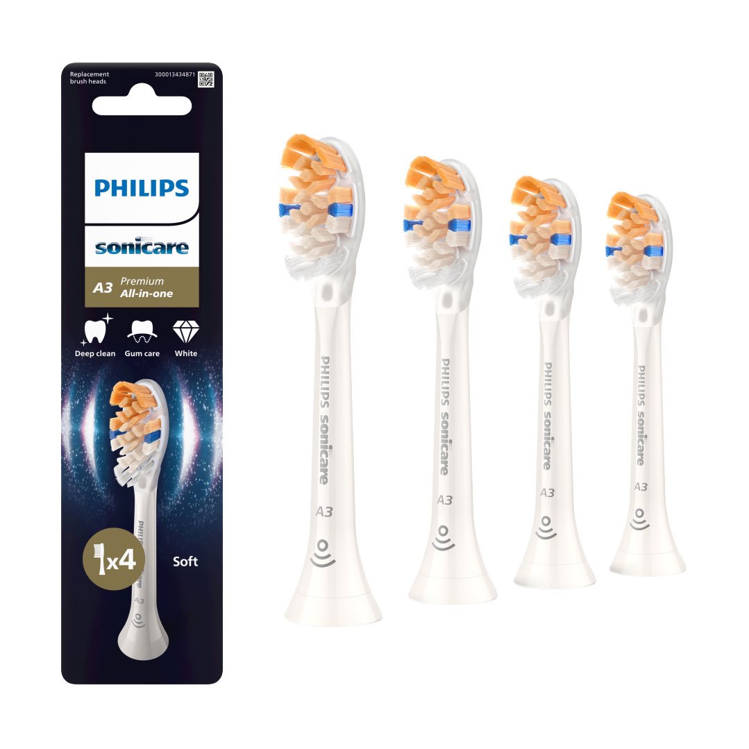

Змінні насадки для електричної звукової зубної щітки Philips Sonicare A3 Premium All In One HX9094/87, 4 шт