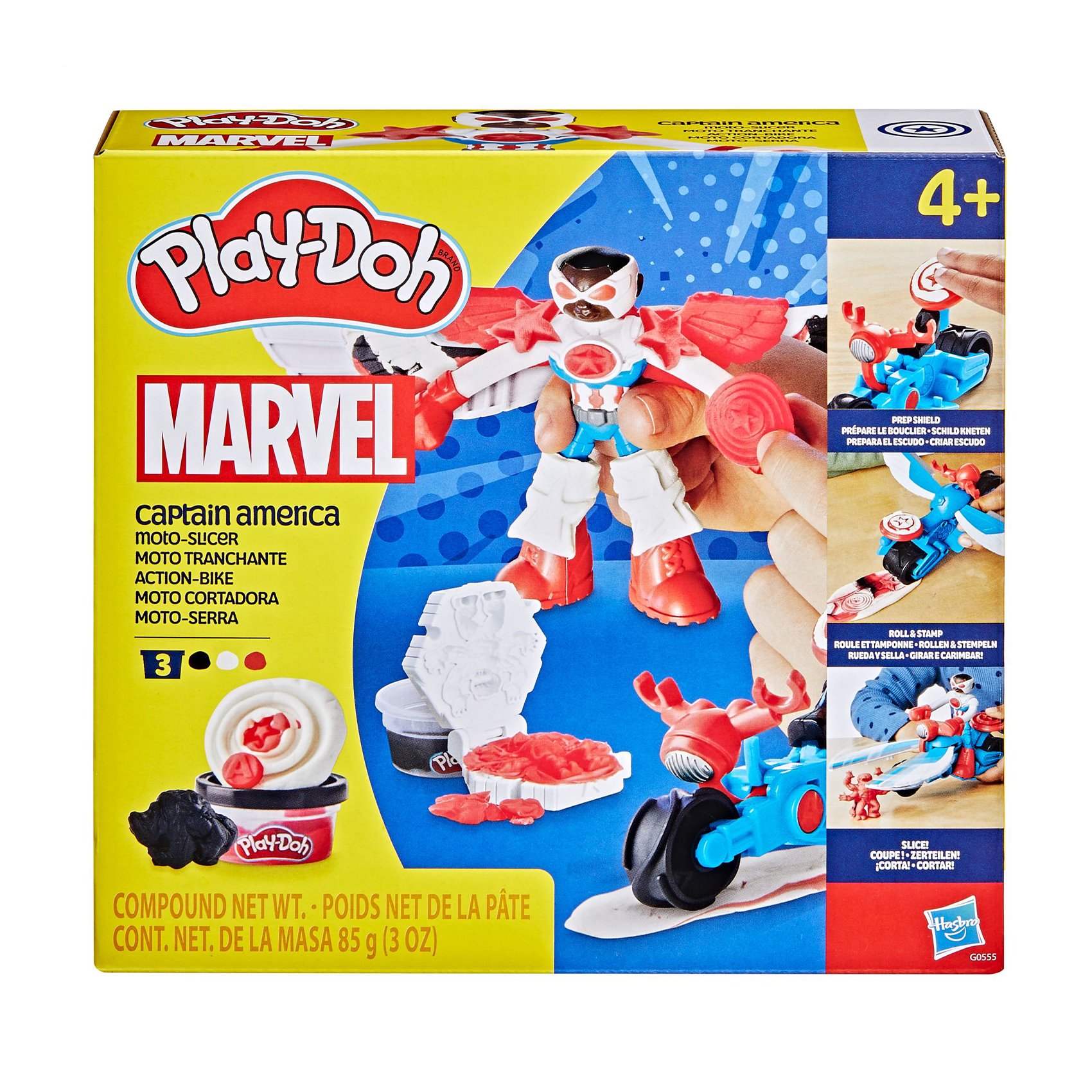 

Набір для ліплення Play-Doh Captain America Moto-Slicer Капітан Америка з мотоциклом, від 4 років, 7 деталей (G0555)