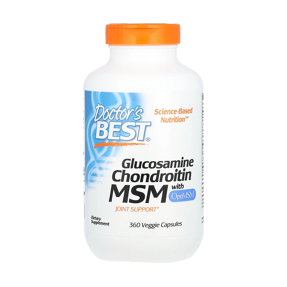 

Глюкозамін хондроїтин МСМ Doctor's Best Glucosamine Chondroitin MSM with OptiMSM, 360 веганських капсул