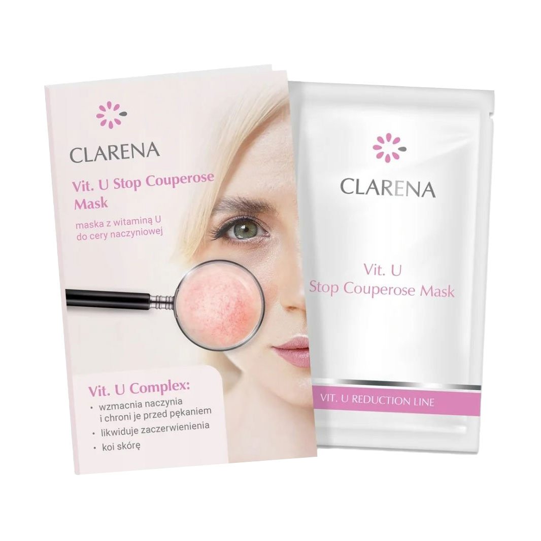 

Заспокійлива кремова маска для обличчя Clarena Vit.U Reduction Line Vit.U Stop Couperose Mask з ознаками розацеа і куперозу, 5 мл