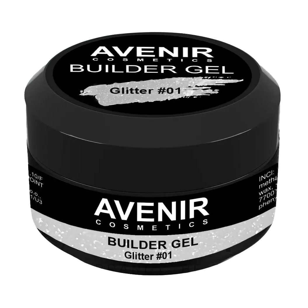 

Гель для нарощування нігтів Avenir Cosmetics Pro Glitter 01, 15 мл