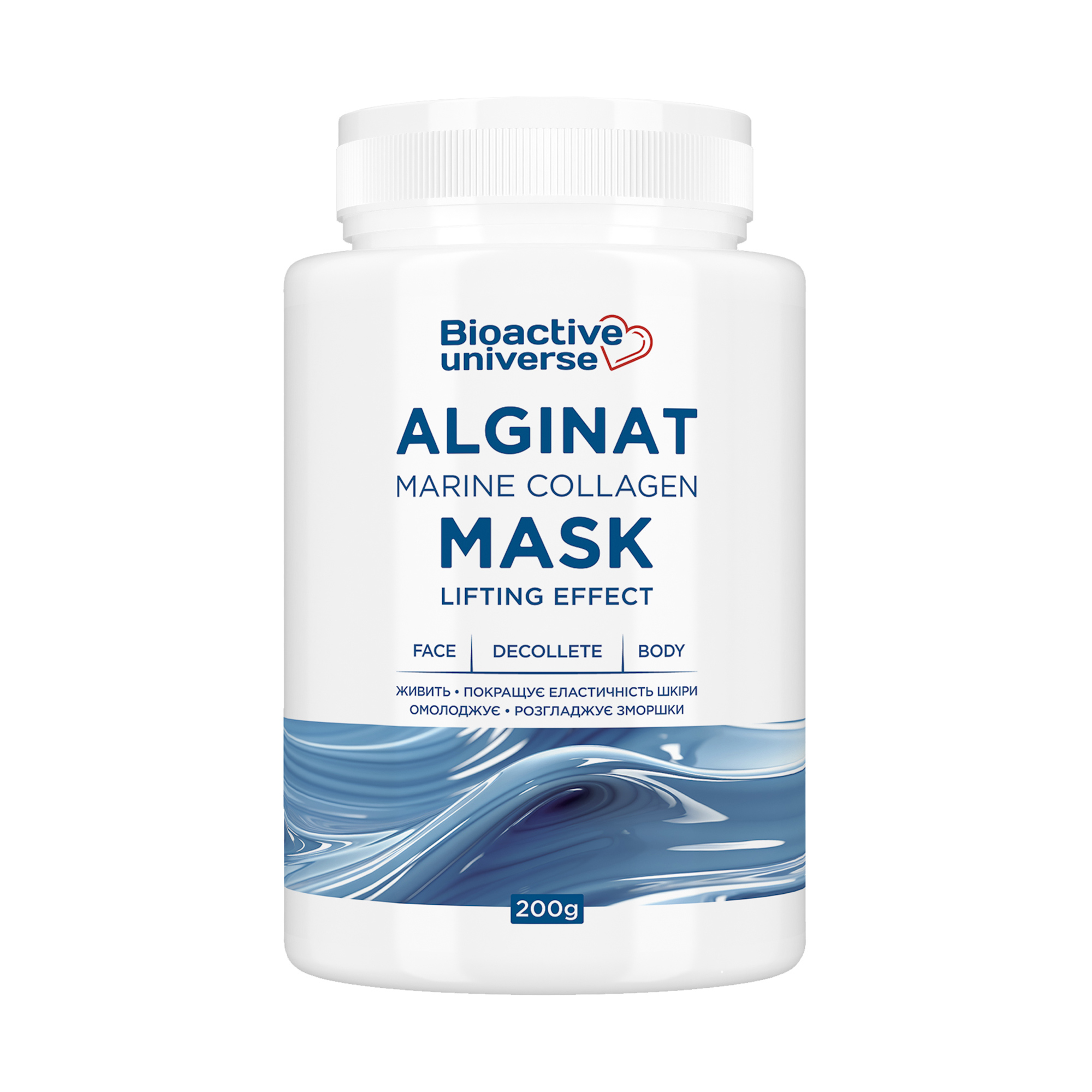 

Альгінатна маска для обличчя та тіла Bioactive Universe Alginat Mask з морським колагеном, 200 г