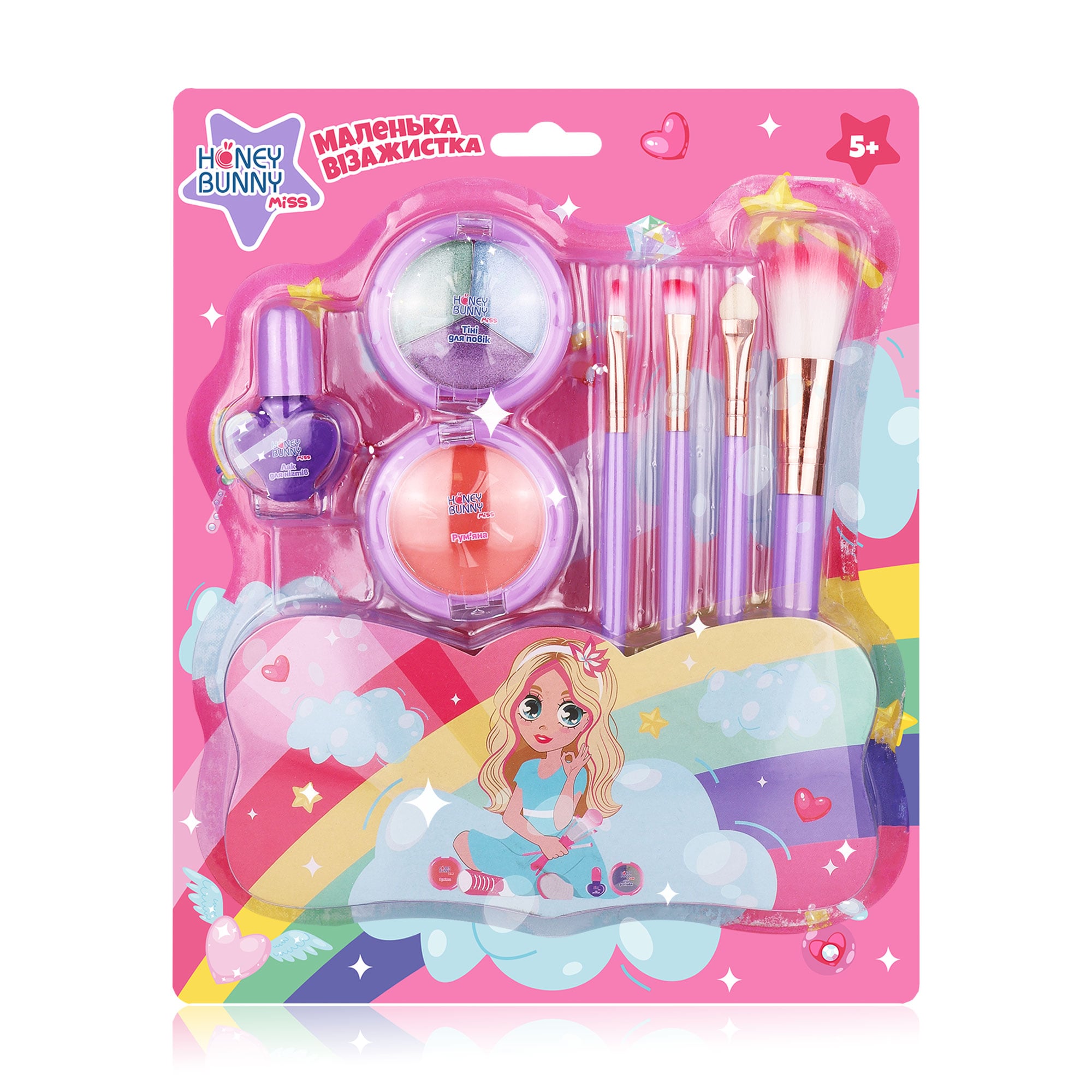 

Набір для дівчат Honey Bunny Miss Маленький візажист (лак для нігтів + тіні + рум'яна + пензлики, 4 шт)