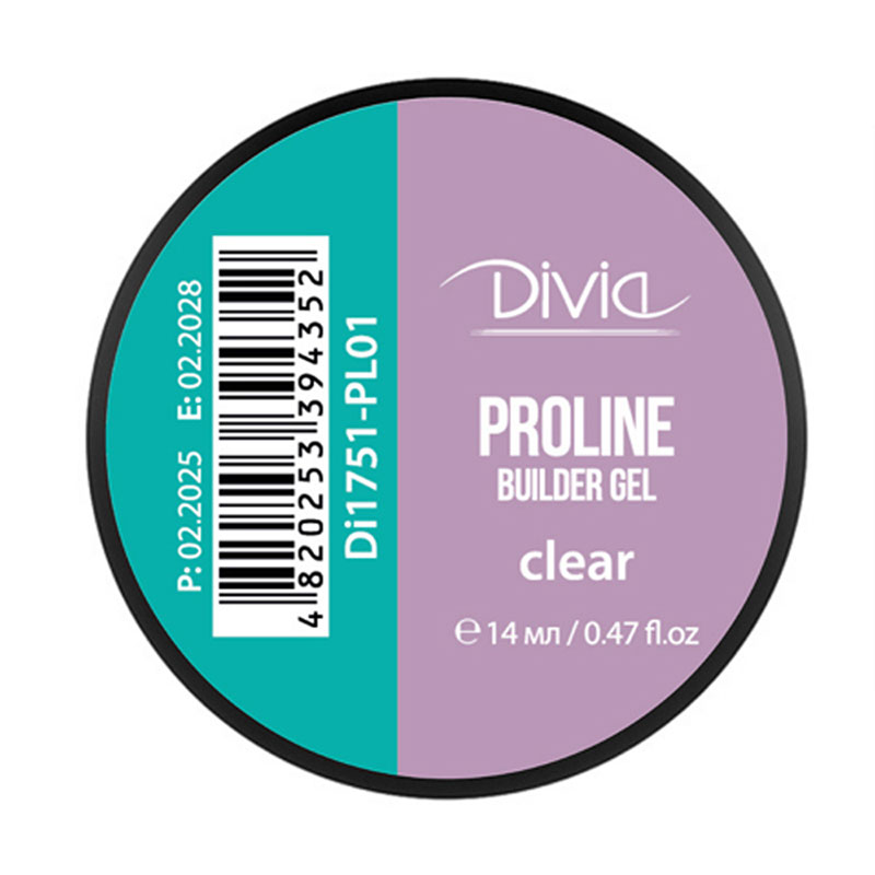 

Гель для нарощування нігтів Divia ProLine Builder Gel PL01 Clear, 14 мл