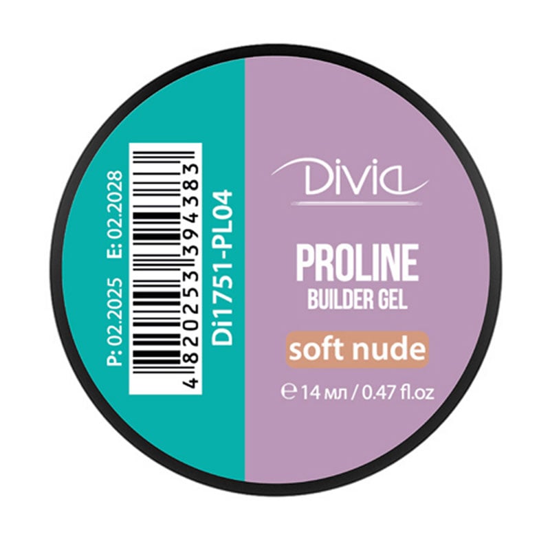 

Гель для нарощування нігтів Divia ProLine Builder Gel PL04 Soft Nude, 14 г