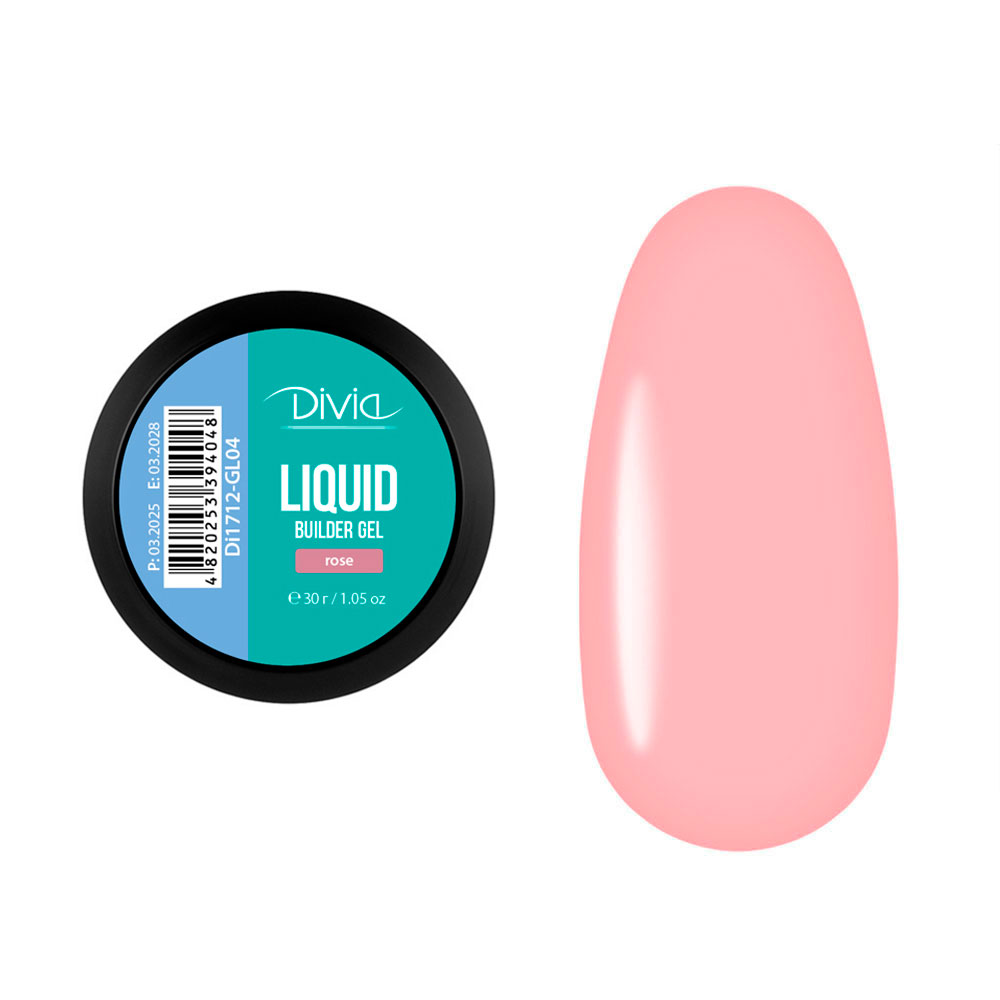 

Гель для нарощування нігтів Divia Liquid Builder Gel GL04 Rose, 30 г