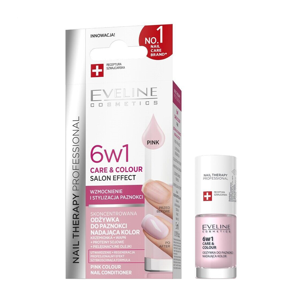 

Лак-кондиціонер для нігтів 6 в 1 Eveline Cosmetics Nail Therapy Professional Care & Colour Nail Conditioner, Pink, 5 мл