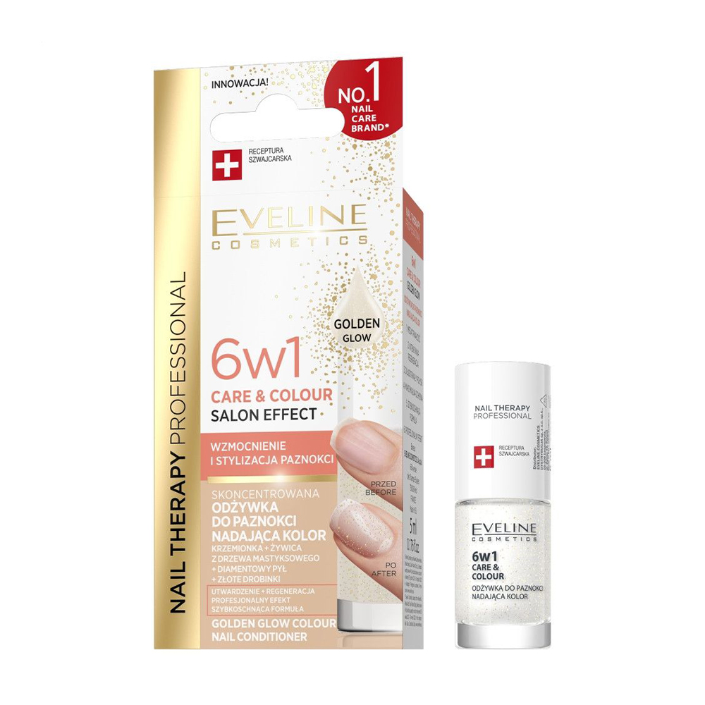 

Лак-кондиціонер для нігтів 6 в 1 Eveline Cosmetics Nail Therapy Professional Care & Colour Nail Conditioner, Golden Glow, 5 мл