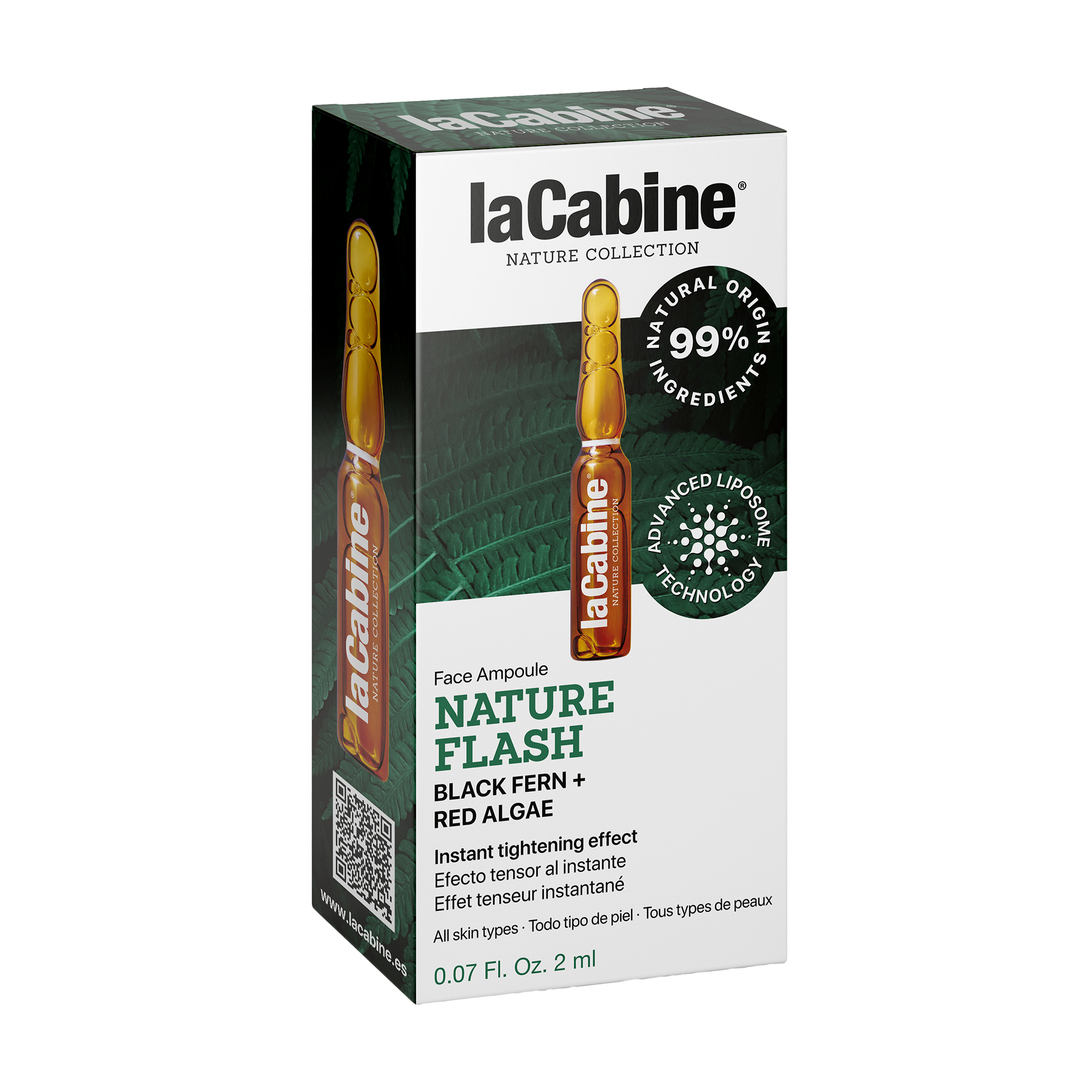 

Висококонцентрована ампула для обличчя La Cabine Nature Flash з ліфтинг-ефектом, з чорною папороттю та червоними водоростями, 2 мл