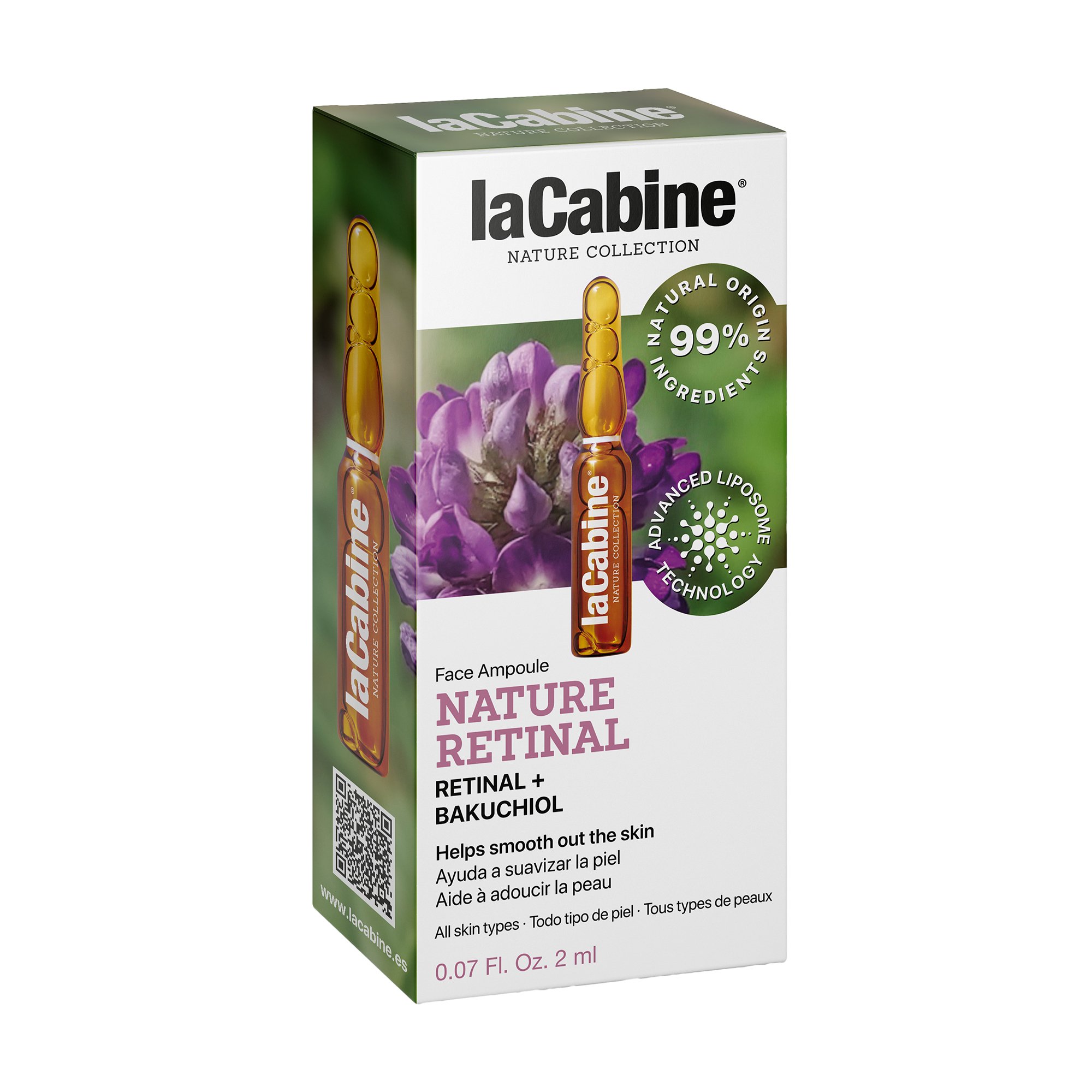 

Висококонцентрована ампула для обличчя LaCabine Nature Retinal з ретиналем та бакучіолом, 2 мл