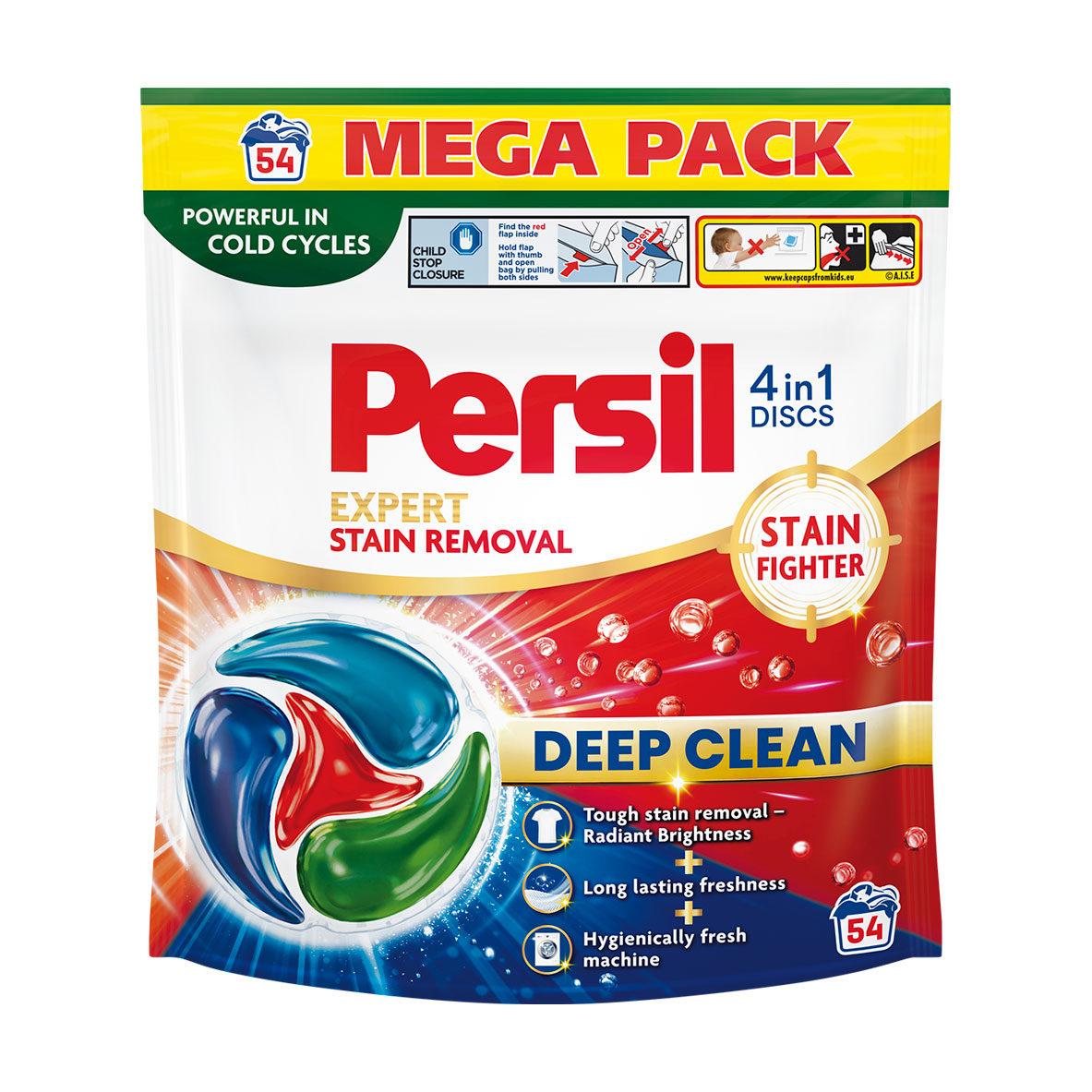 

Диски для прання Persil Expert Stain Removal 4 in 1 Discs Deep Clean, 54 цикли прання, 54 шт