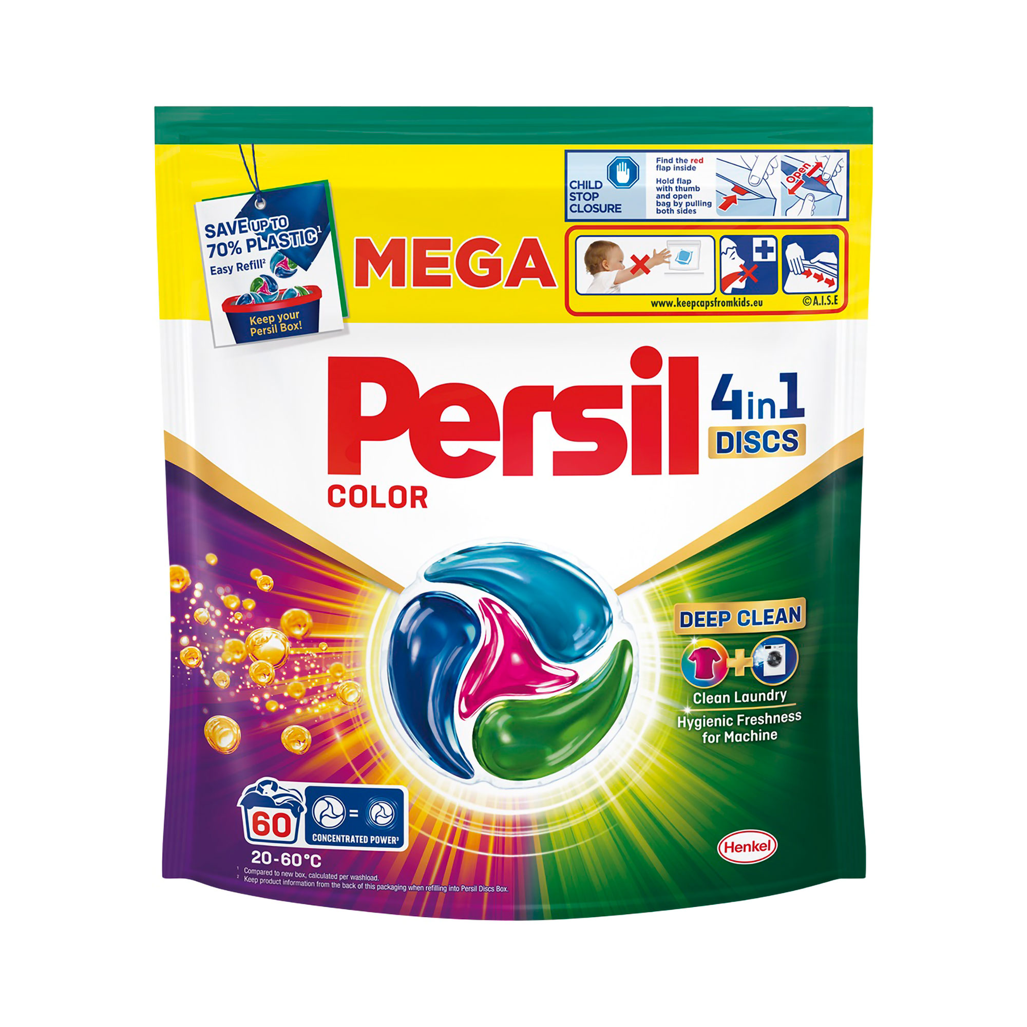 

Диски для прання Persil Color 4 in 1 Discs Deep Clean, 60 циклів прання, 60 шт