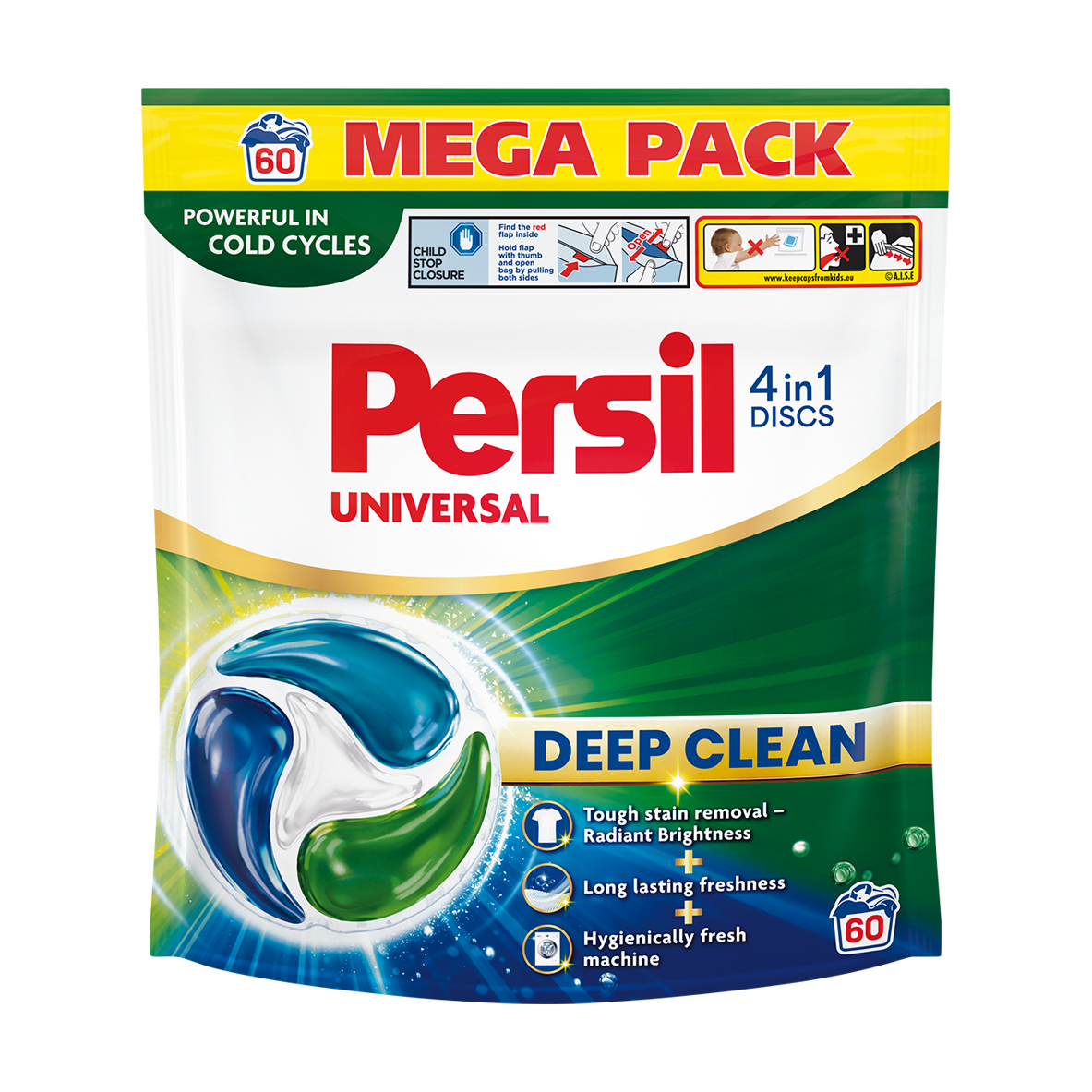 

Диски для прання Persil Universal 4 in 1 Discs Deep Clean, 60 циклів прання, 60 шт