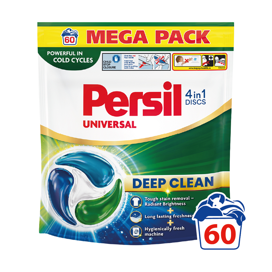 Диски для прання Persil Universal 4 in 1 Discs Deep Clean, 60 циклів прання, 60 шт