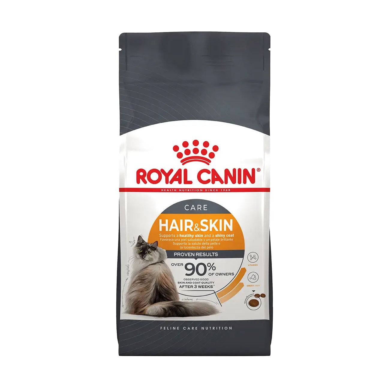 

Сухий корм для котів Royal Canin Hair & Skin Care для підтримки здоровя шкіри та блиску шерсті, 4 кг (2526040)
