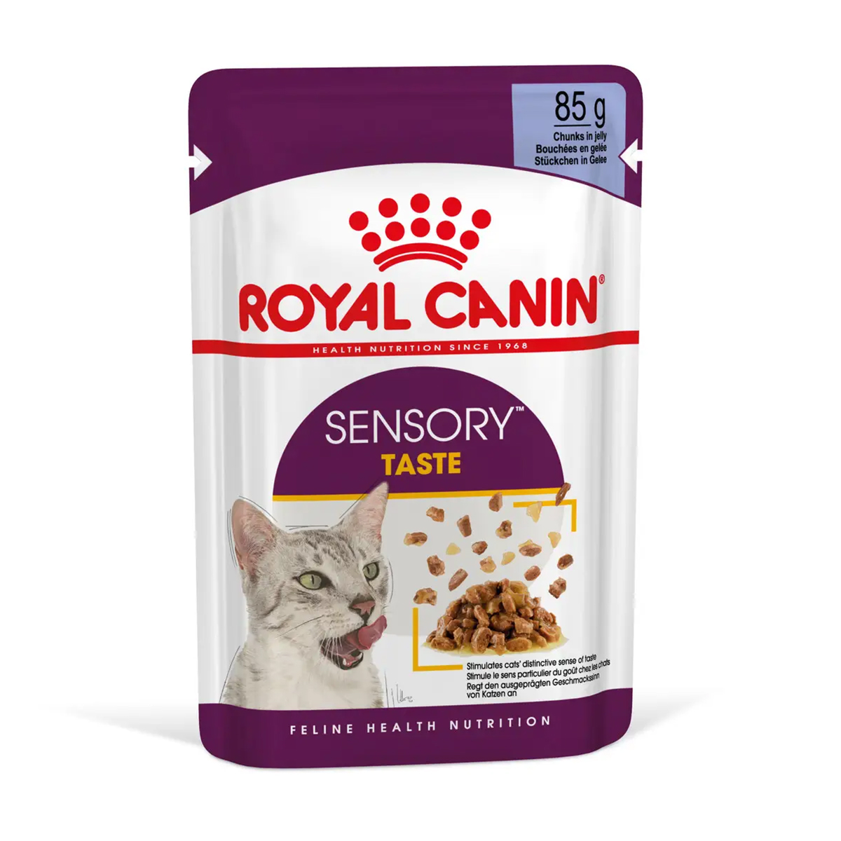 

Вологий корм для дорослих котів Royal Canin Sensory Taste шматочки в желе, cтимулює смак, 85 г (15280010)