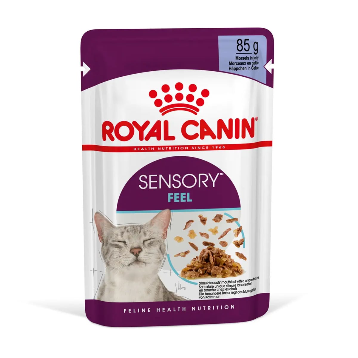 

Вологий корм для дорослих котів Royal Canin Sensory Feel шматочки в желе, стимулює відчуття корму, 85 г (15290010)
