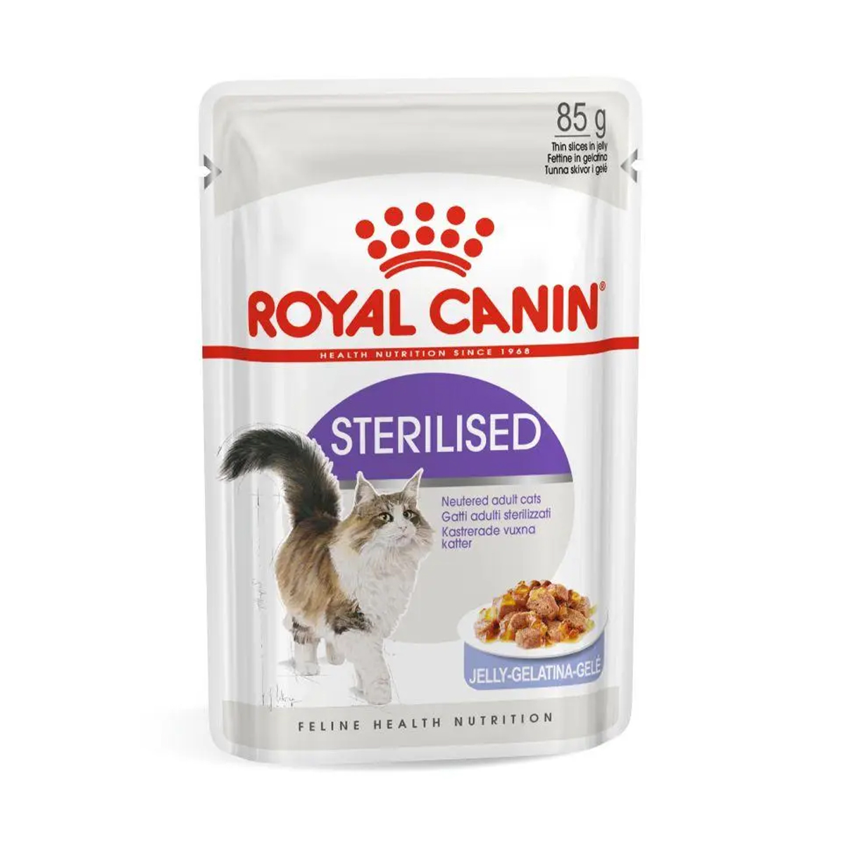 

Вологий корм для дорослих стерилізованих котів Royal Canin Sterilised шматочки в желе, 85 г (41560010)