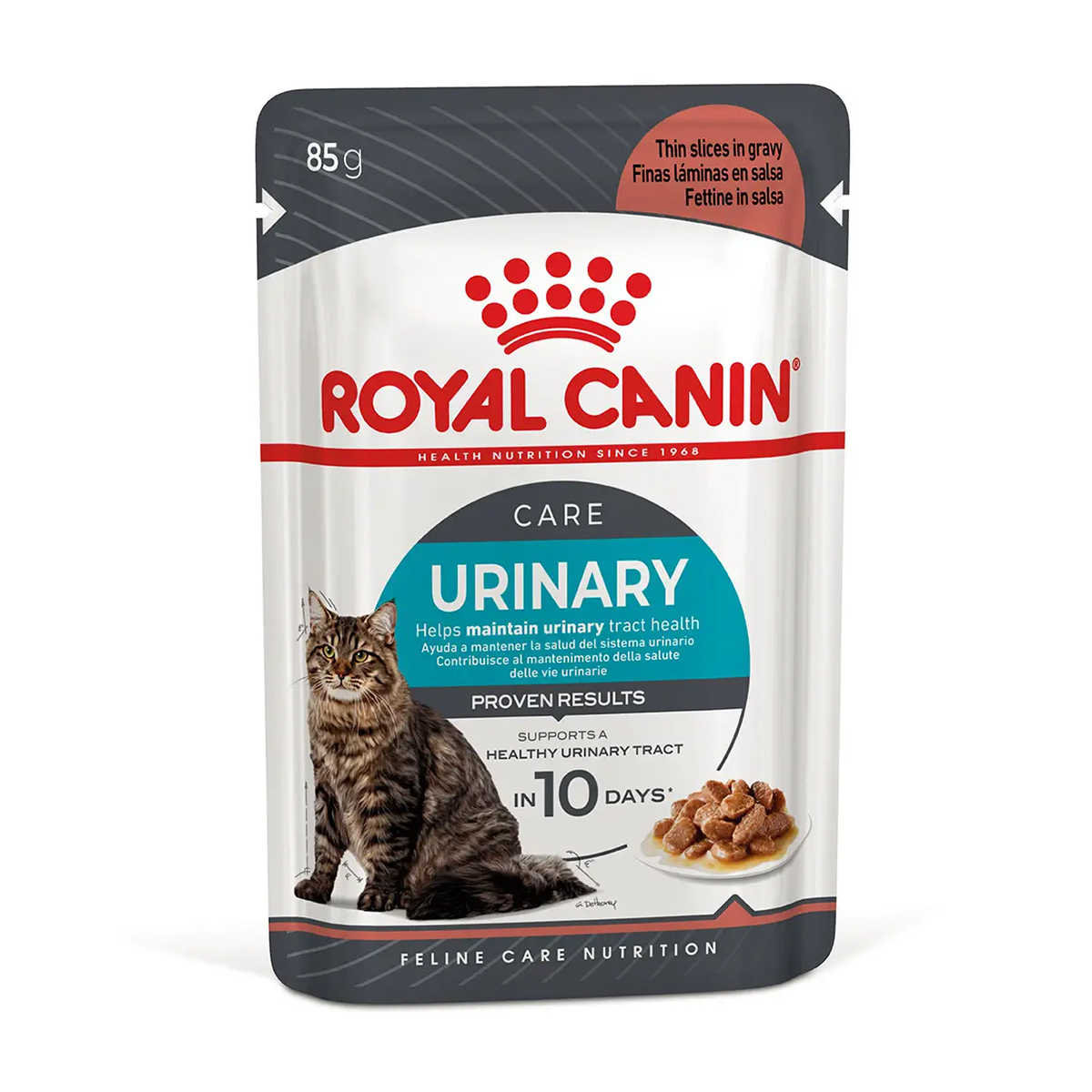 

Вологий корм для дорослих котів Royal Canin Urinary Care шматочки в соусі, для підтримки здоров`я сечовивідних шляхів, 85 г (41570019)