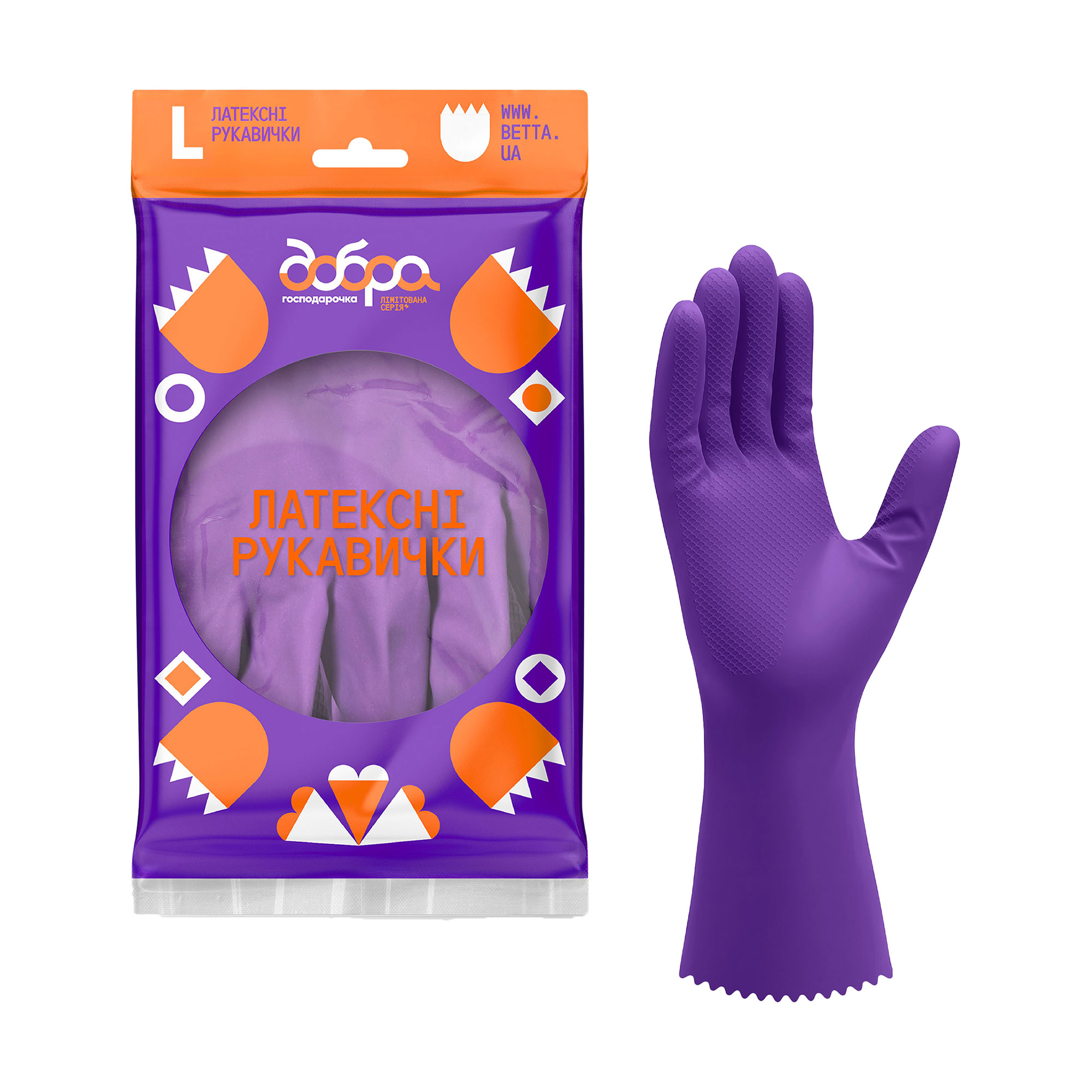 

Латексні рукавички Добра Господарочка Вибійка, розмір L, 1 пара