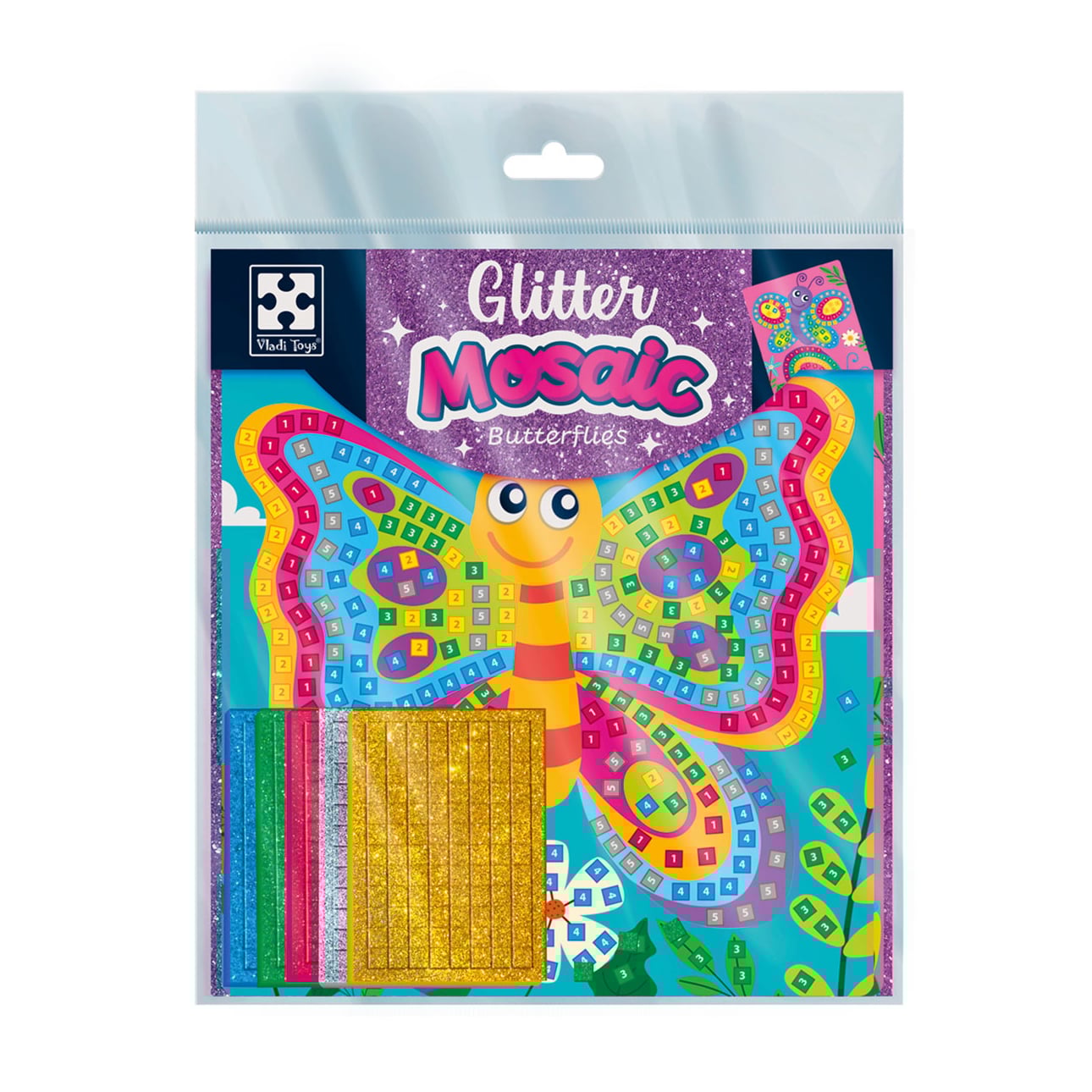

Набір для творчості Vladi Toys Метелики, зі блискучою мозаїкою, 7 деталей, від 3 років (VT4511-15)