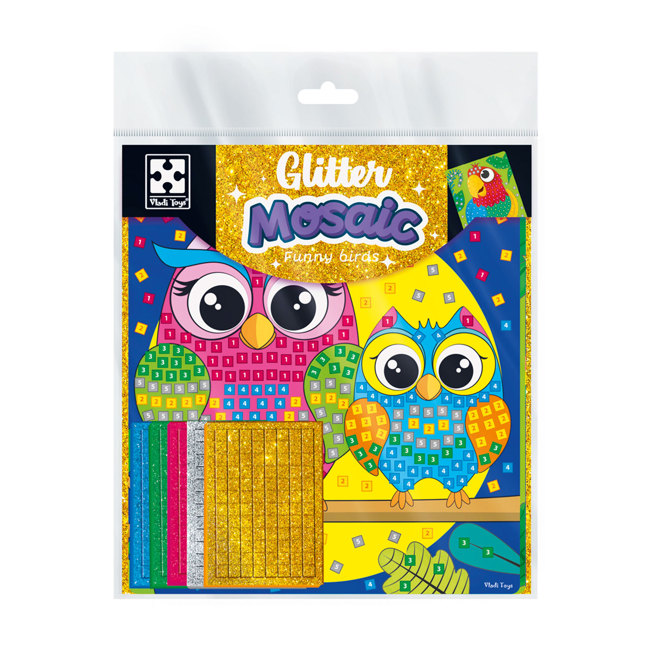 

Набір для творчості Vladi Toys Сова та папуга, зі блискучою мозаїкою, 7 деталей, від 3 років (VT4511-14)