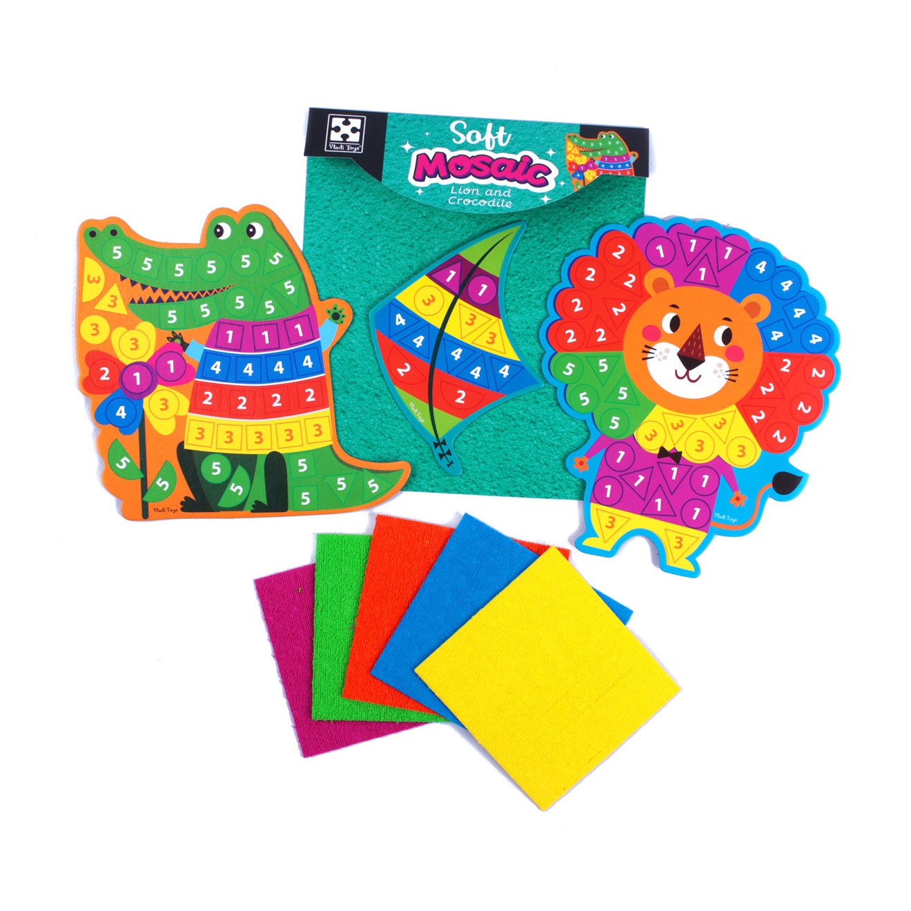 

Набір для творчості Vladi Toys Лев та крокодил, зі плюшевою мозаїкою, 8 деталей, від 3 років (VT4511-18)