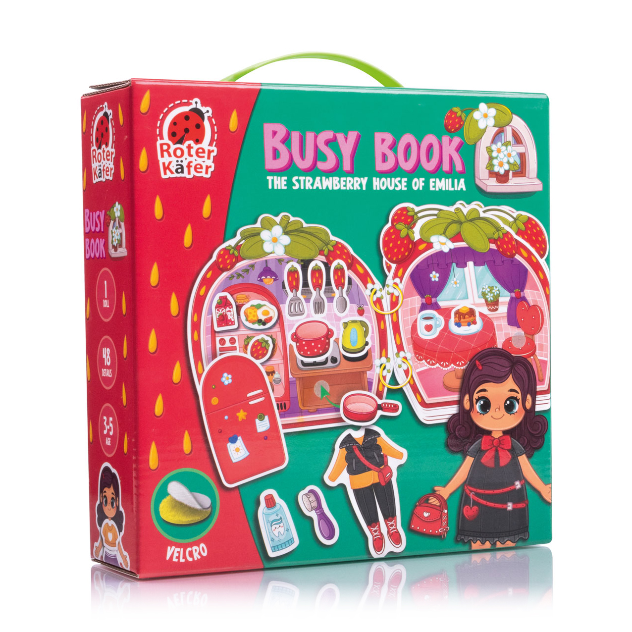 

Розвивальна гра Roter Kafer Бізі Бук Полуничний будиночок Емілії, з липучками, 168 елементів, від 3 років (RK1170-01)
