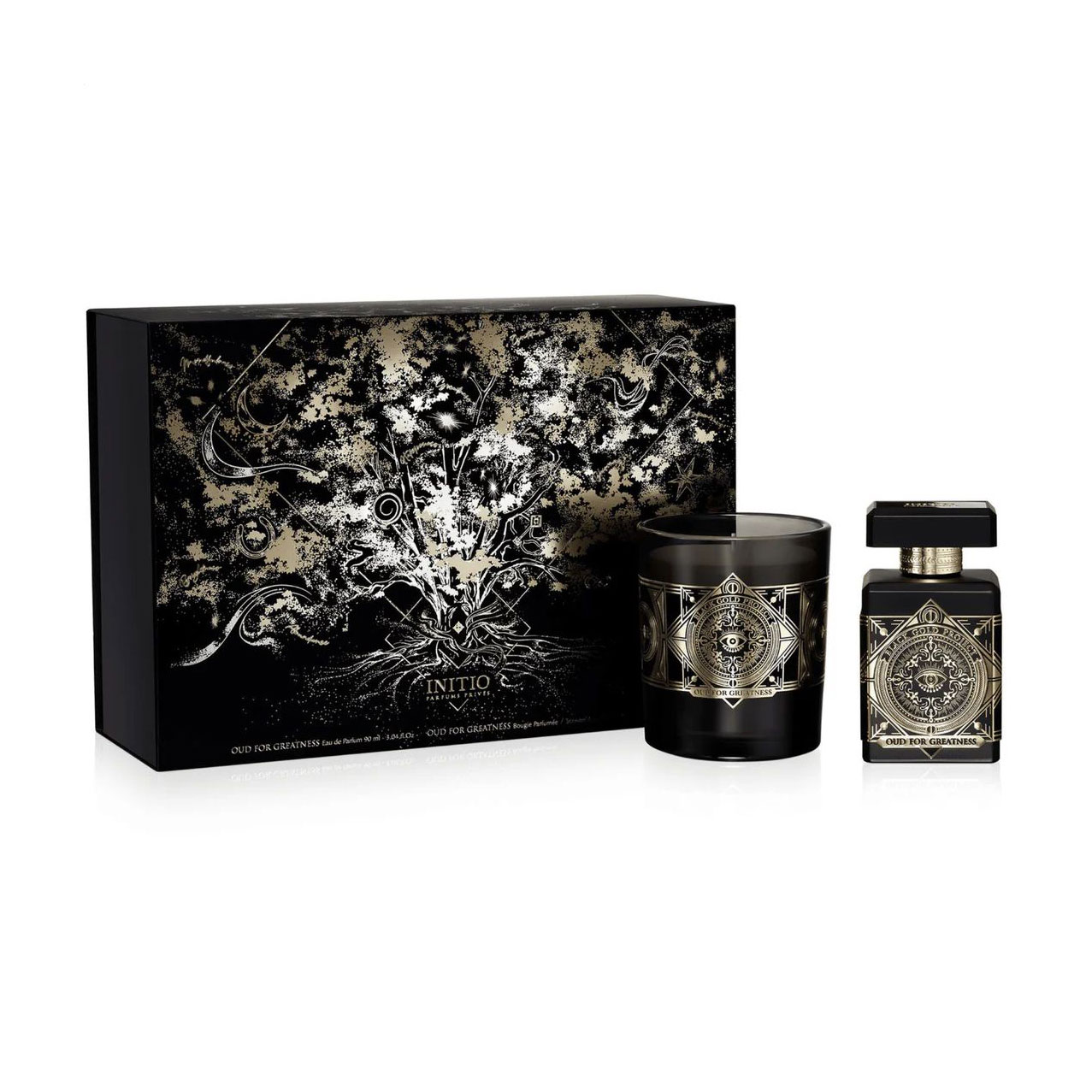 

Парфумований набір унісекс Initio Parfums Prives Oud for Greatness (парфумована вода, 90 мл + свічка, 120 г)