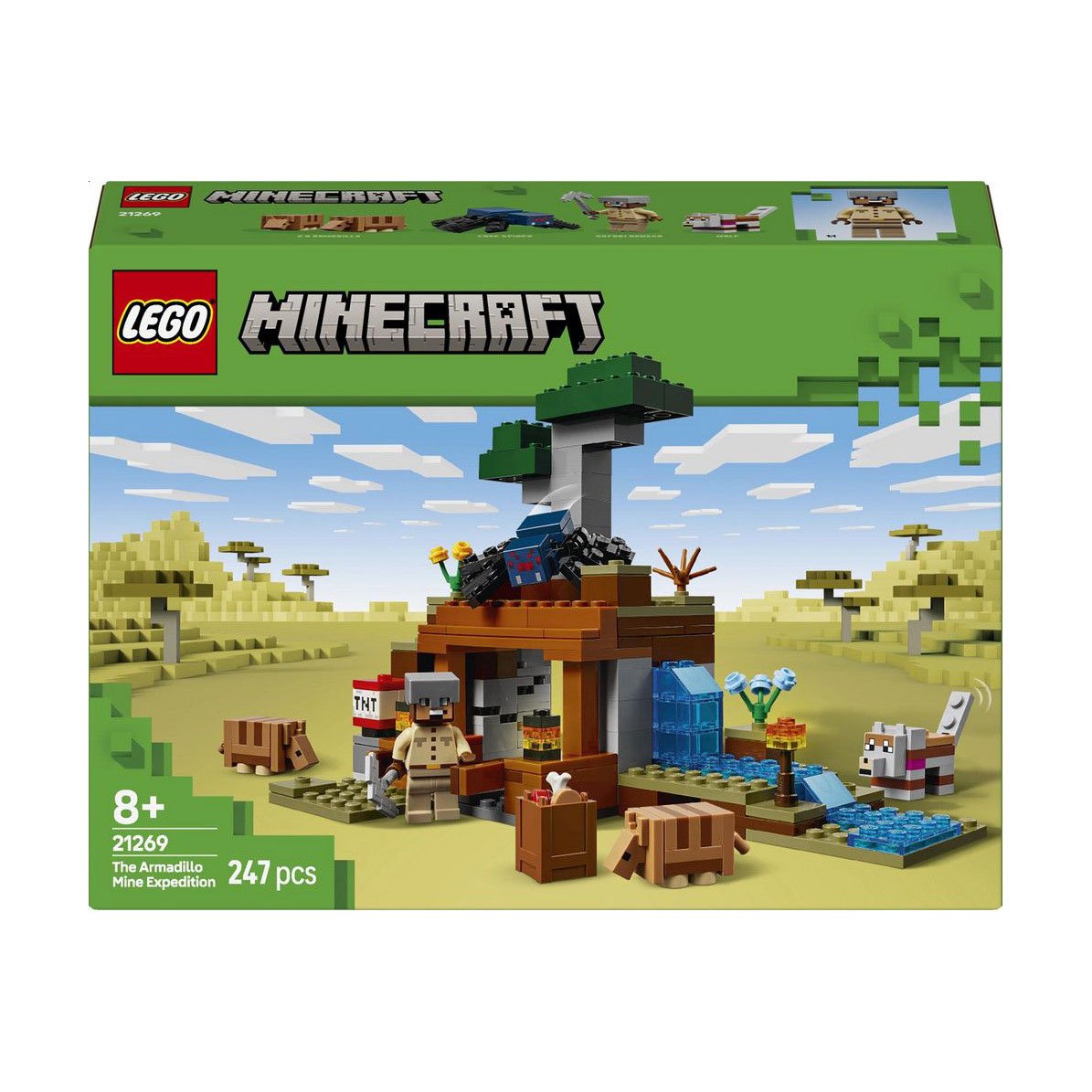 

Конструктор LEGO Minecraft Шахтна експедиція "Броненосець", 247 деталей, від 8 років (21269)
