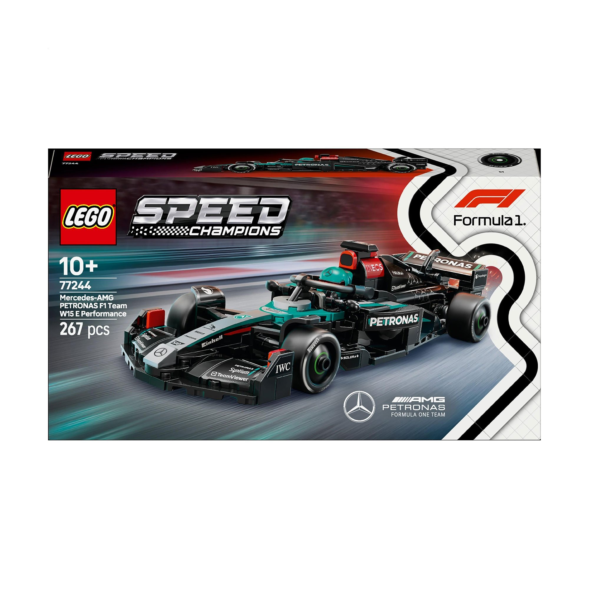 

Конструктор LEGO Speed Champions Автомобіль для перегонів Mercedes-AMG F1 W15, 267 деталей, від 10 років (77244)